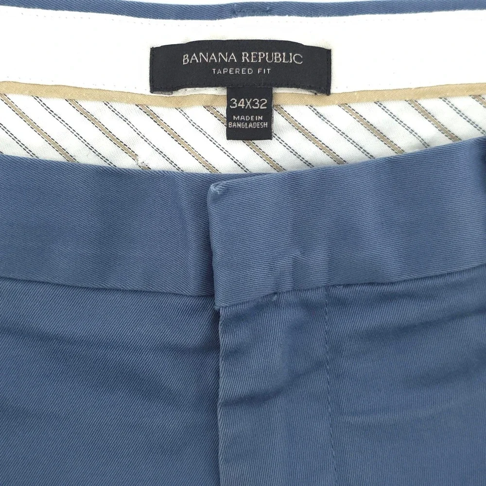 Banana Republic Tapered Fit Mens Chino Pants 34x32 Blue Stretch Trousers